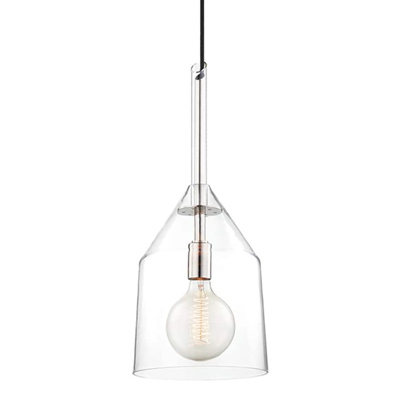 Mitzi by Hudson Valley Sloan 1-light Polished Nickel Large Pendant, Clear Glass