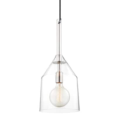Mitzi by Hudson Valley Sloan 1-light Polished Nickel Large Pendant, Clear Glass