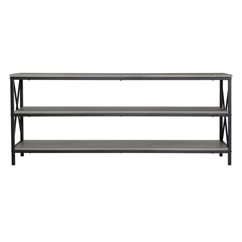 Industrial 57.8-Inch Wide Wood TV Stand Media Console