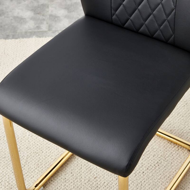 5 Piece Tempered Glass Dining Table Set for 4, Modern Round Table with 4 Upholstered Chairs for Kitchen, Office Conference Room