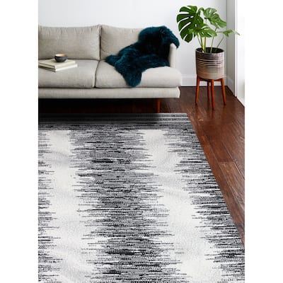 Bashian Kaison Ivory/Black Contemporary Area Rug