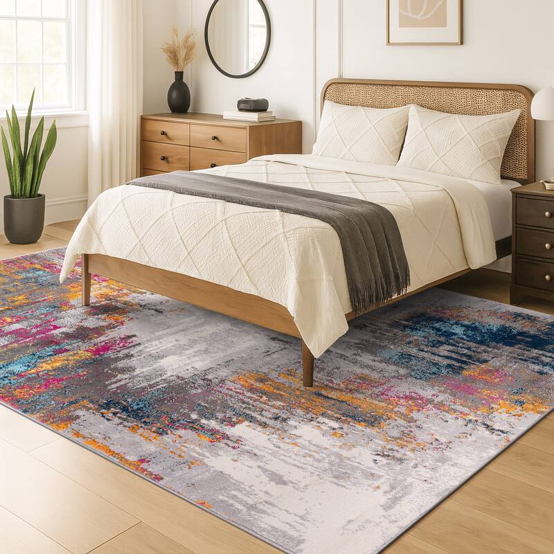 World Rug Gallery Bari Contemporary Abstract Art Area Rug