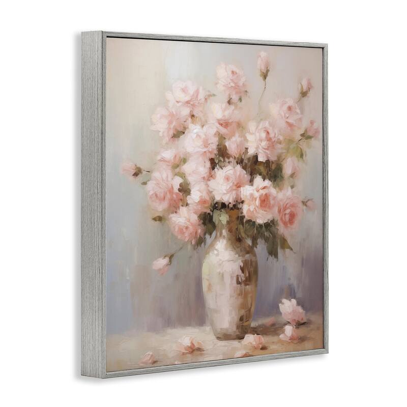 Stupell Vase of Soft Pink Roses Framed Giclee Art Design By Arlington Prints