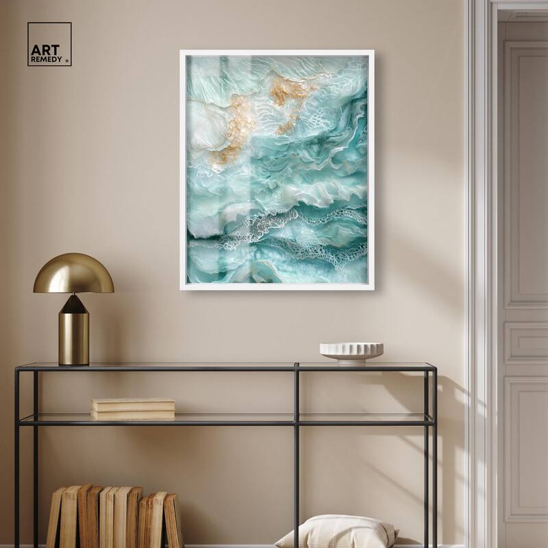 Teal Tiered Turbulence Shadowbox by Art Remedy
