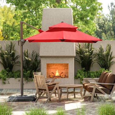 Furniture of America Aires 8-foot Steel Square Cantilever Offset Tilt Roma Umbrella