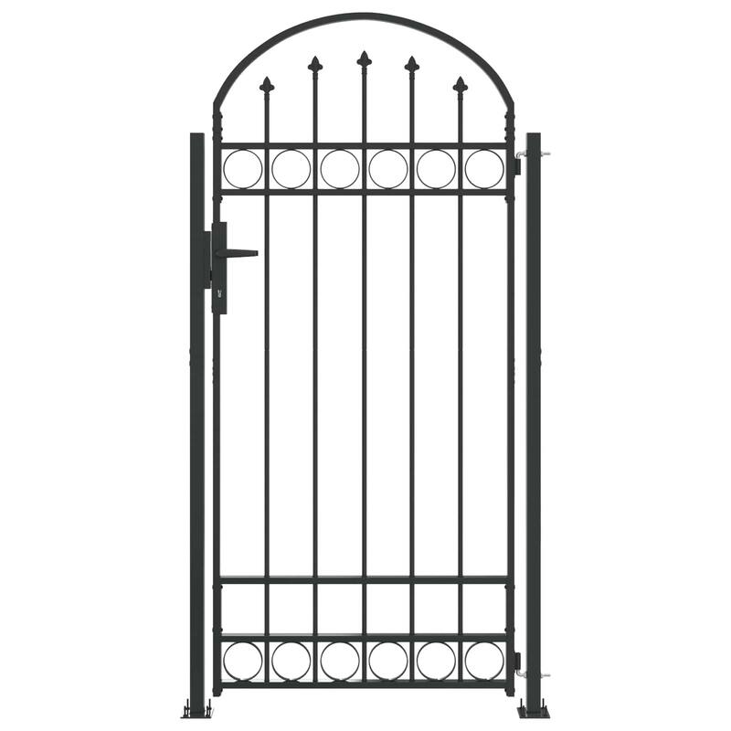vidaXL Fence Post with Lock Grey 200 x 88 x 14 cm Steel - 78.74 x 34.65 x 5.51 in