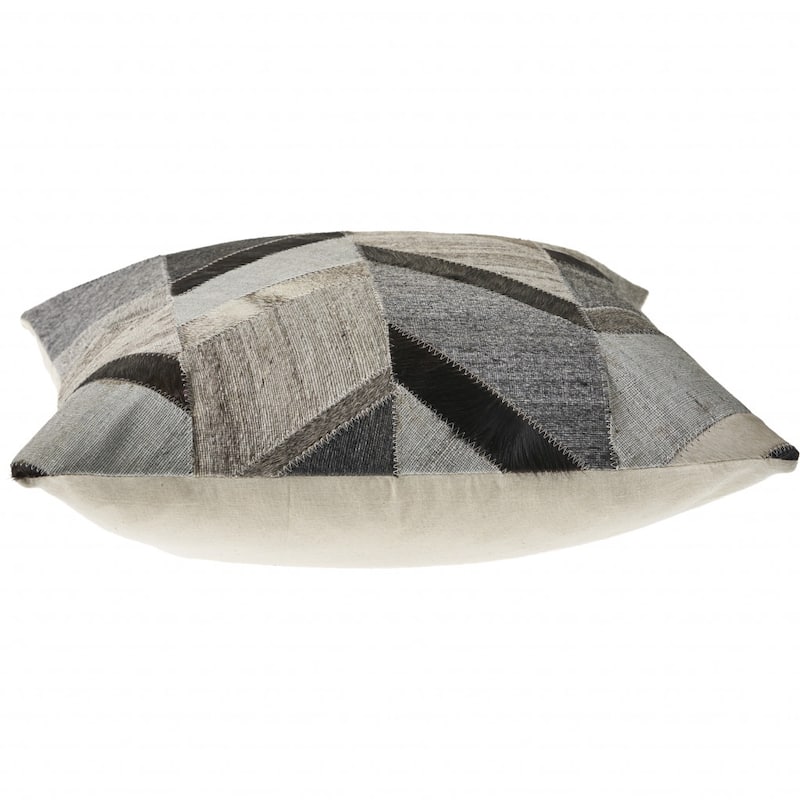 HomeRoots 20" X 20" Gray And Brown 100% Wool Chevron Zippered Pillow