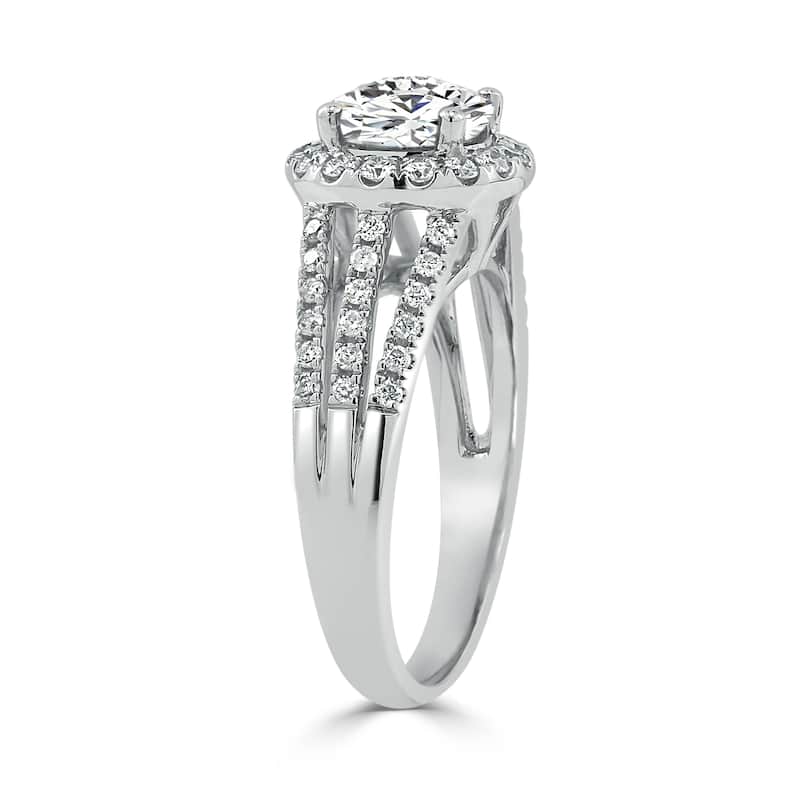 Auriya 14k Gold 1 1/3ct TW Moissanite Halo Diamond Engagement Ring 1/2ctw