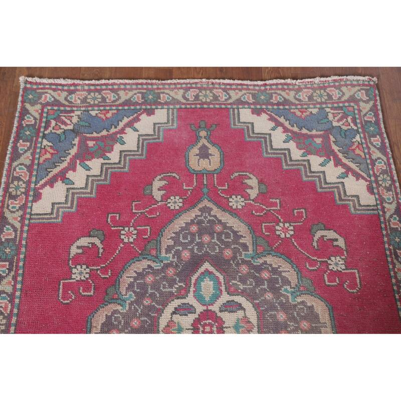 Hand Knotted Oriental 100% Wool Carpet Traditional Medallion Pink Tabriz Area Rug - 4' 6'' X 3' 2''
