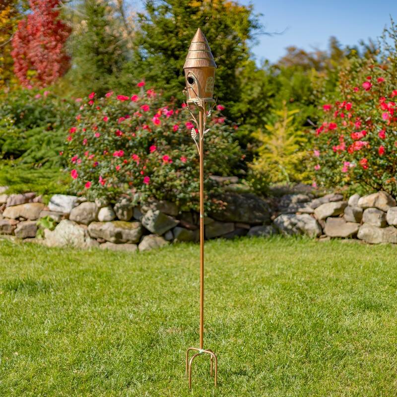 70.5" Tall Multi-Tiered Conical Roof Birdhouse Stake "Budapest" - 6.5" L x 6" W x 70.5" H