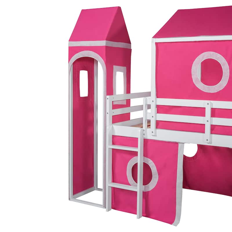 Loft Bed with Slide Tent and Tower