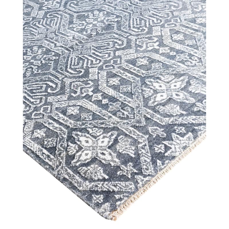 Ikat One-of-a-Kind Hand-Knotted Area Rug, Blue - 9' 1" x 12' 3"