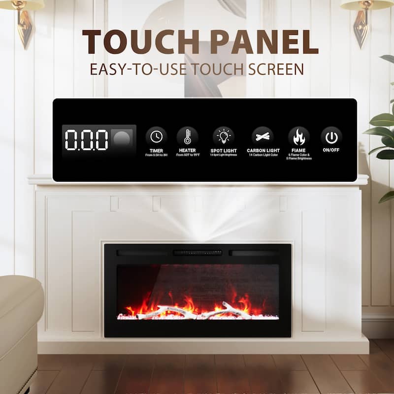 Clihome 30-72Inch Recessed Wall-mounted w/ RC (1500W) Electric Fireplace