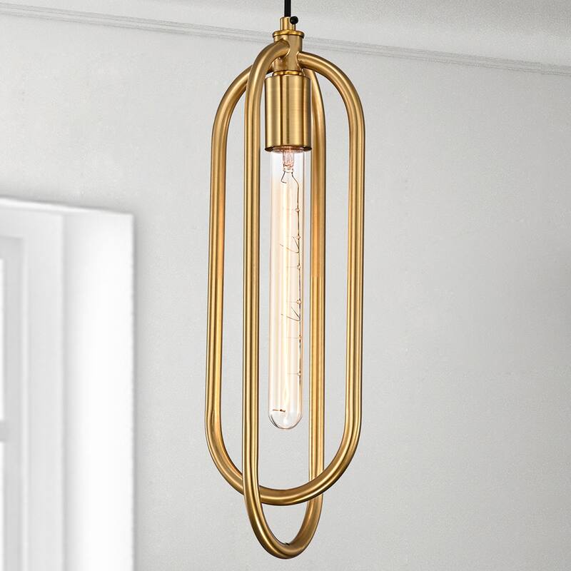 Pristin Gold Abstract Open Metal Frame 1-Light Pendant Light
