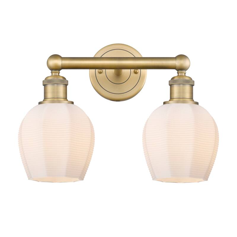 Innovations Lighting 616-2W-11-15 Norfolk Vanity Norfolk 2 Light 15" - Brushed Brass / Matte White