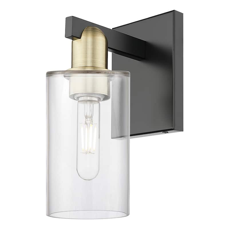 Innovations Lighting 716-1W-11-5 Clymer Sconce Clymer 11" Tall Wall - Black Antique Brass / Clear