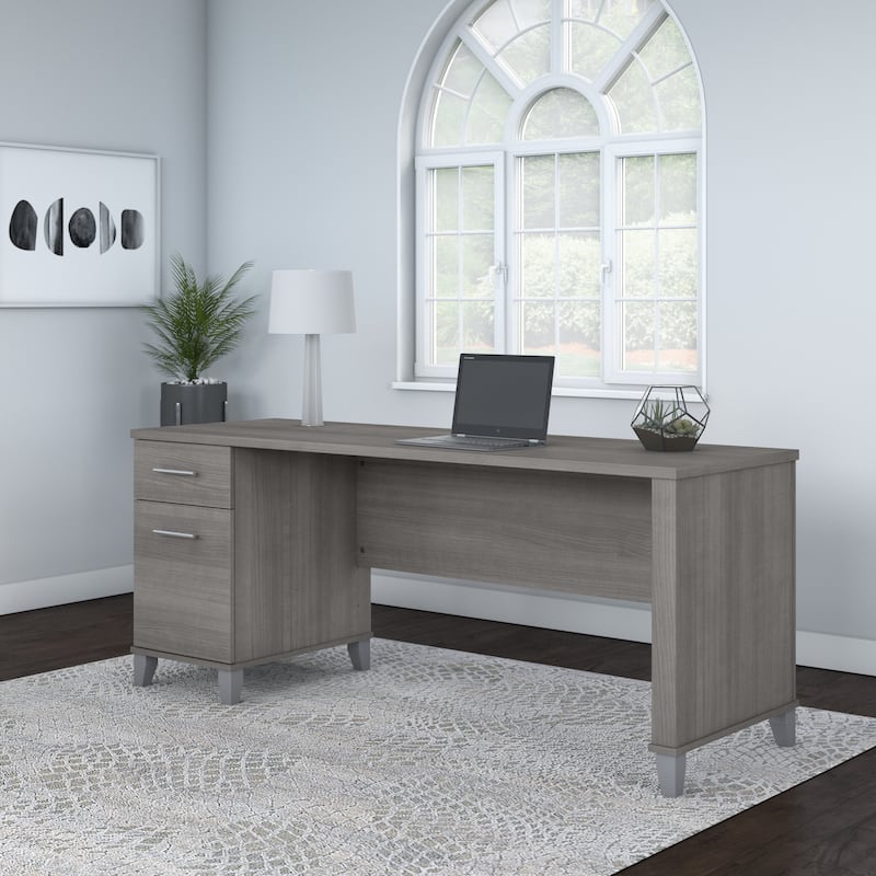 Bush Furniture Somerset 72W Office Desk with Storage Drawers - Platinum Gray