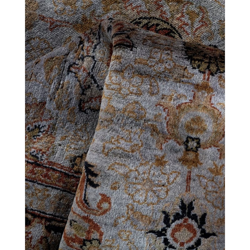 Overton Hand Knotted Wool Vintage Inspired Modern Contemporary Overdyed Gray Area Rug - 4' 7" x 6' 5"