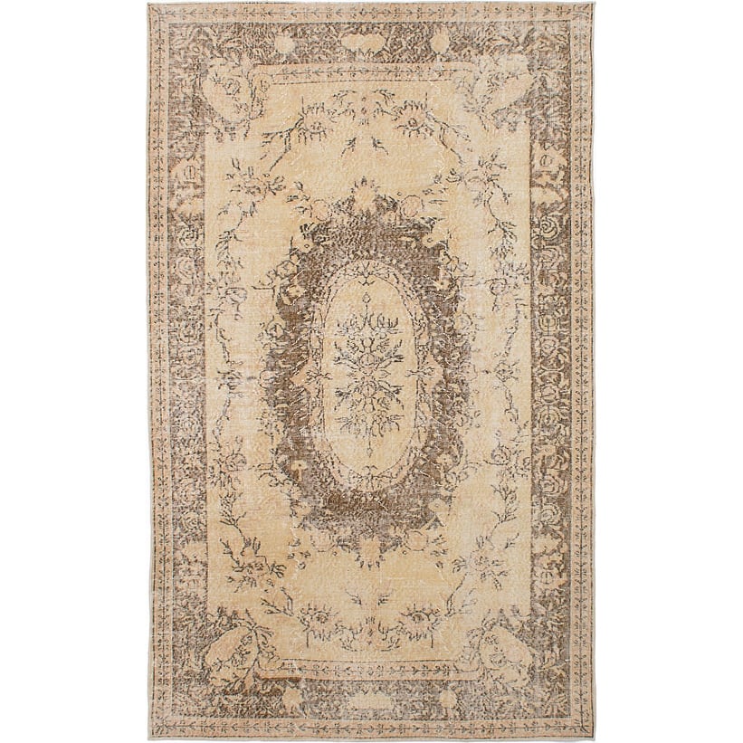 ECARPETGALLERY Hand-knotted Antalya Vintage Cream Wool Rug - 5'7 x 9'3