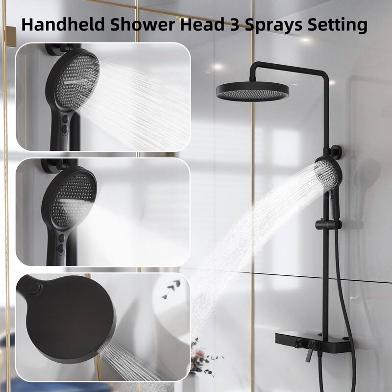 Modland 3-Function Wall Mount Shower System with Tub Spout 10.8" Rainfall Shower & Handheld Shower
