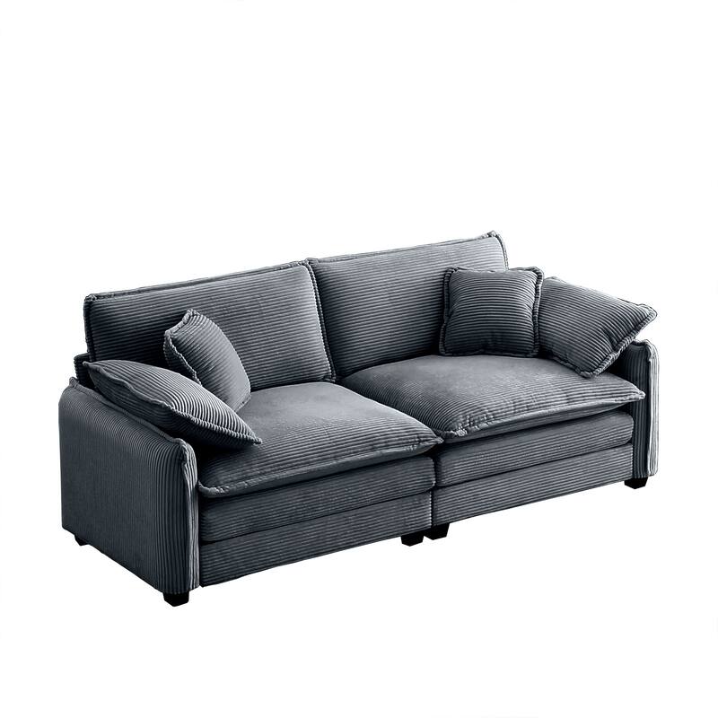 Oversize Loveseat, 81'' 2 Seater Corduroy Couch with 4 Pillows and Removable Armrests, Modern Love Seat for Living Room, Office
