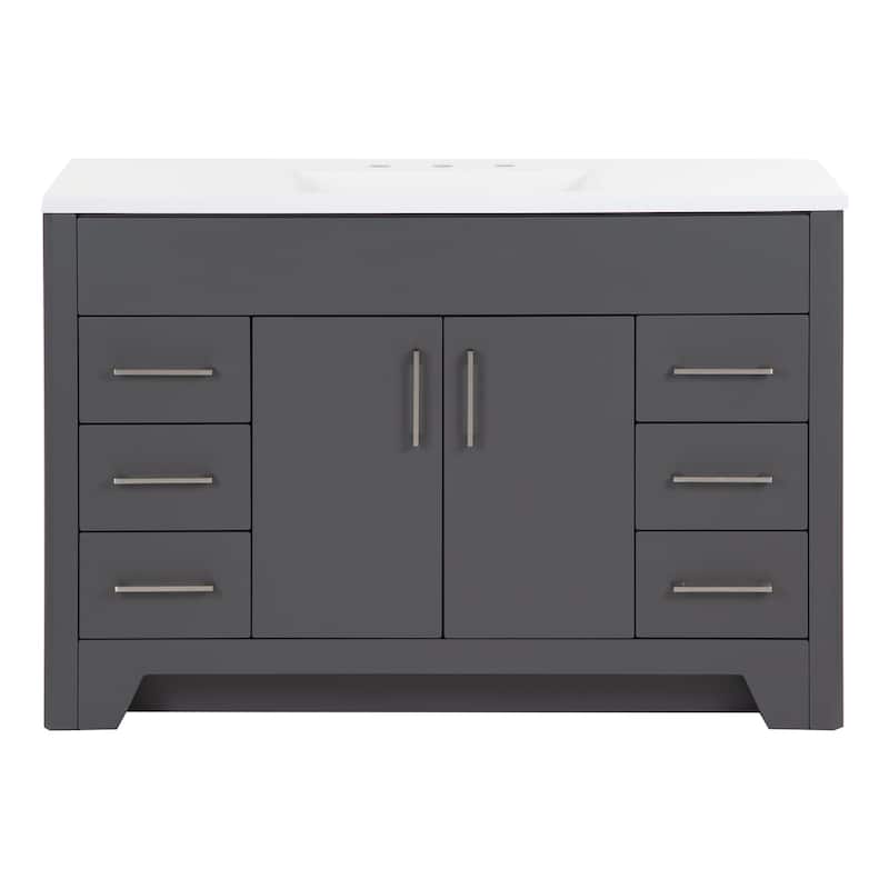 Spring Mill Cabinets Salil 48.5" Bathroom Vanity With Cabinet, 4 Drawers, and White Sink Top