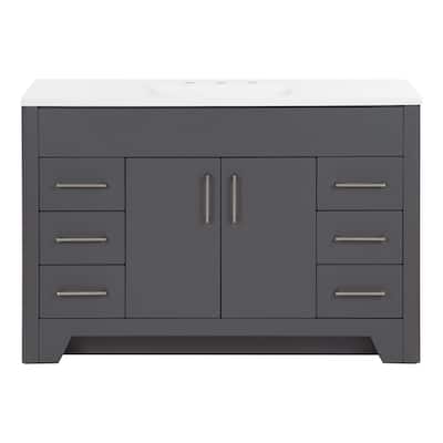 Spring Mill Cabinets Salil 48.5" Bathroom Vanity With Cabinet, 4 Drawers, and White Sink Top