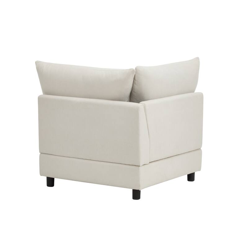 L Shaped Modular Sectional Sofa with Ottoman, Oversize Fabric Upholstered Sofa, 5 Seat Sofa with Removable Cushions