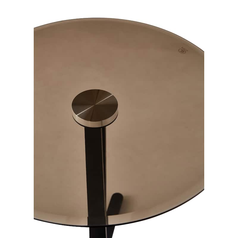 Glass Top Side End Drink Table, Small Modern Round Coffee Table