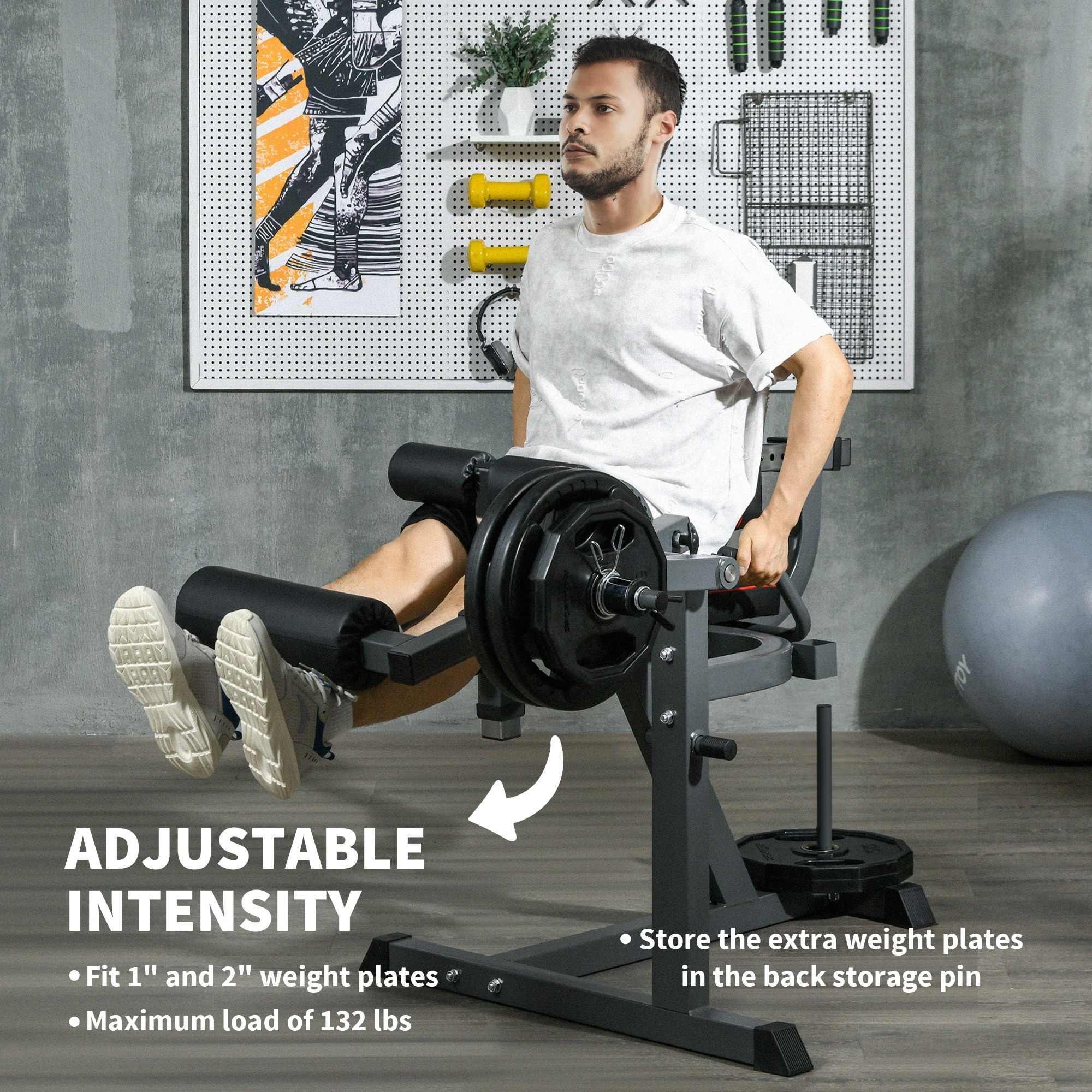 Soozier Seated Calf Raise Machine Adjustable Leg Extension and Curl Machine with Plate Loaded for Body Workout Bed Bath Beyond 40942551