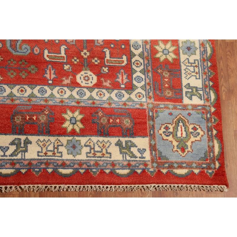 Tribal Geometric Ziegler Area Rug Hand-Knotted Oriental Wool Carpet - 7'10"x 9'8"