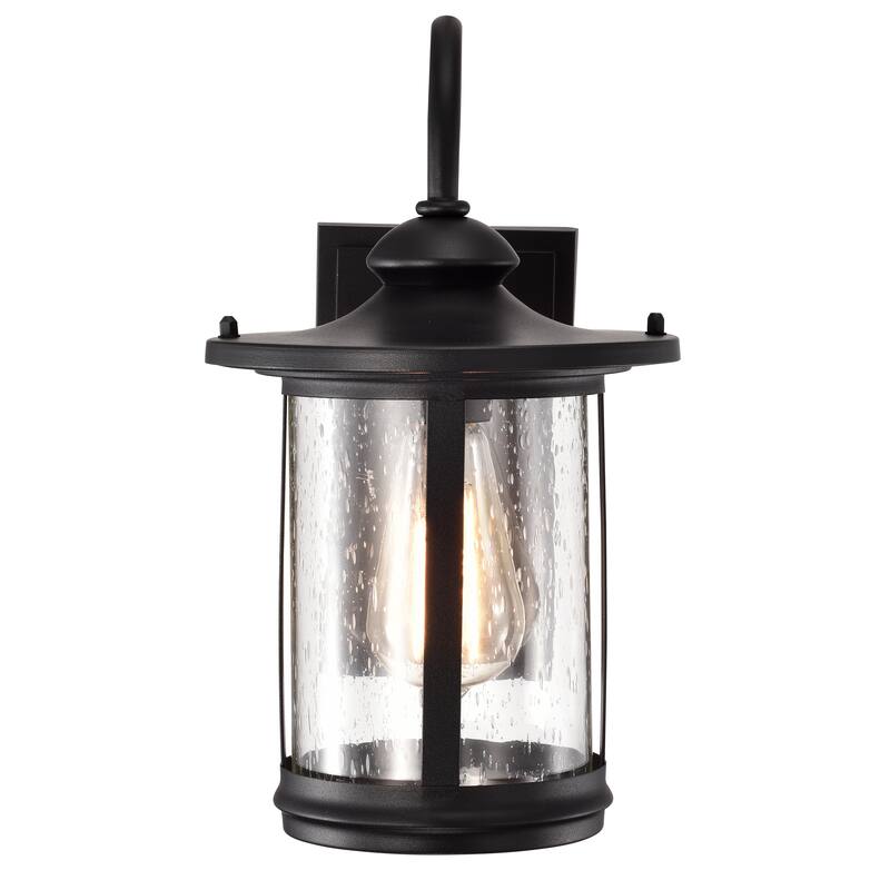 1-light Textured Black Outdoor Wall Lantern