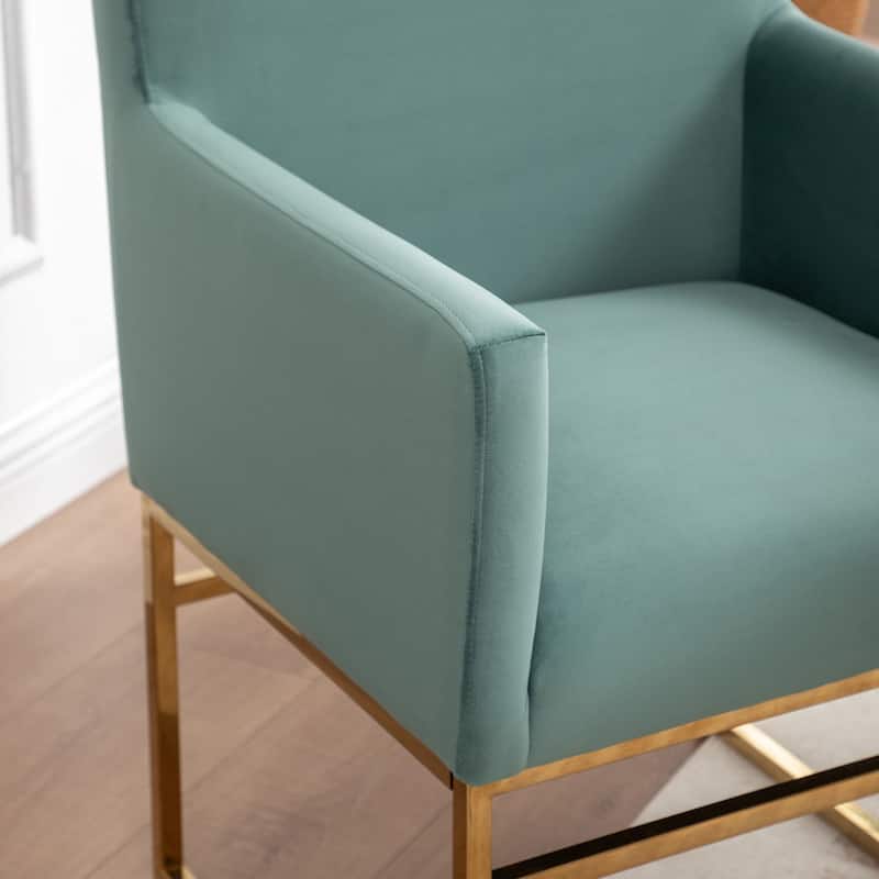 SEYNAR Modern Velvet Accent Arm Dining Chair Set of 2 with Metal Legs