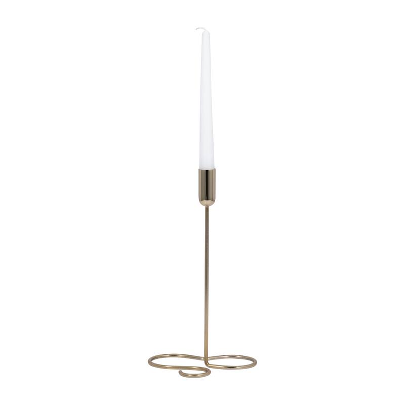 Squiggly Base Taper Candle Holder Contemporary Glam Metal Metallic Gold Candle Holder for Home, Office or Event
