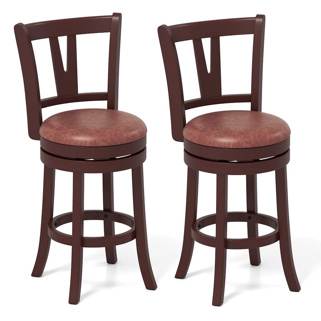Gymax 26'' Counter Height Swivel Barstools Set of 2 High Backs &