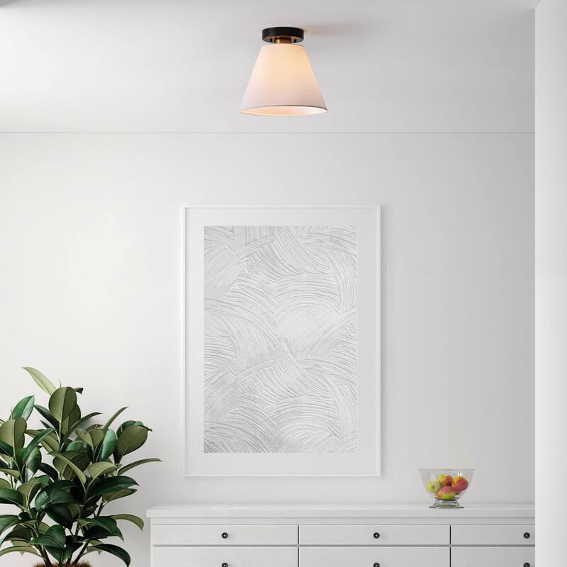 Globe Electric 91009619 10" Wide Semi-Flush Ceiling Fixture with Linen