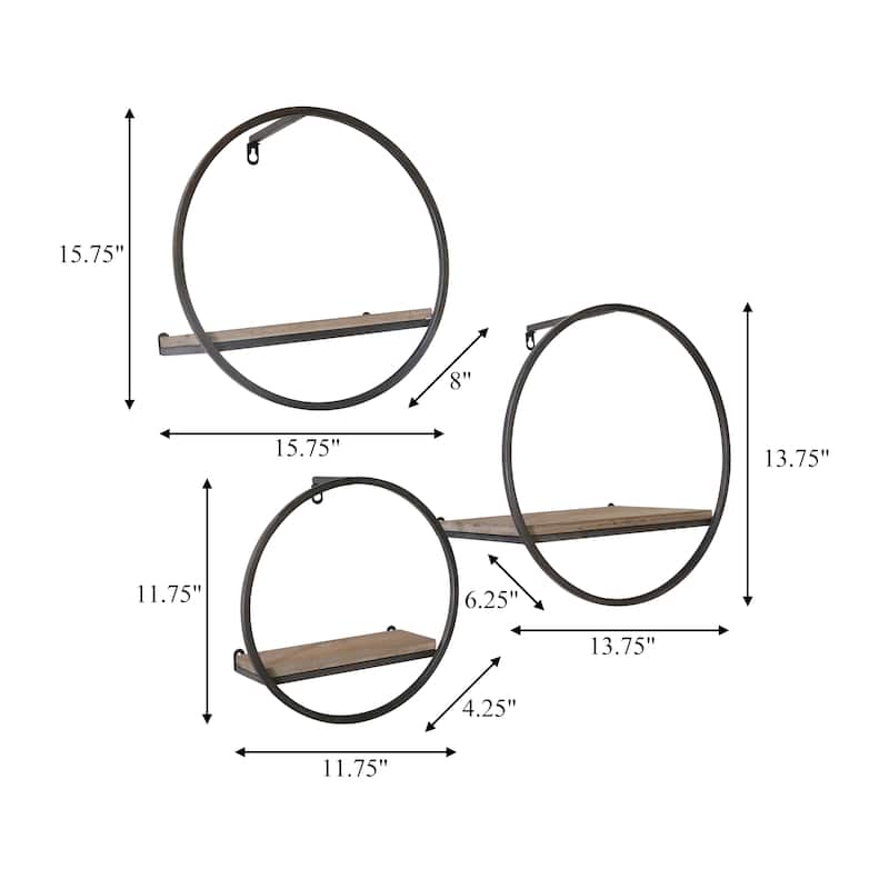 Metal Modern Circular Wall Shelves - Set of 3