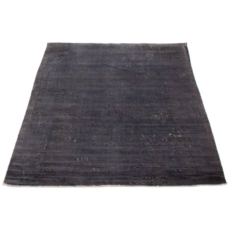 ECARPETGALLERY Hand Loomed Galleria Dark Grey Viscose Rug 5'4 x 7'5