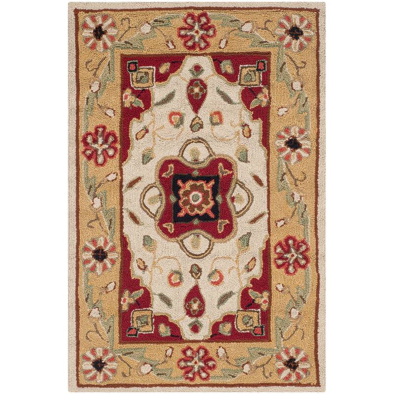 SAFAVIEH Handmade Easy Care Slavina Oriental Rug - 2' x 3' - Creme/Red