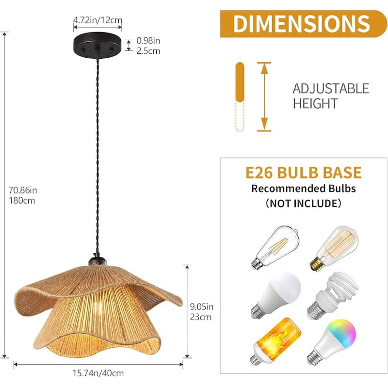 Farmhouse kitchen island light dark brown pendant light rattan hallway light