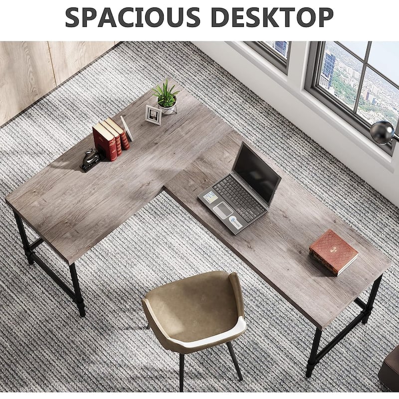 Tribesigns L-Shaped Desk, 67 inch Industrial Corner Computer Office Desk