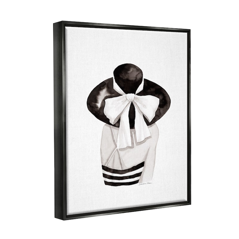 Stupell Summer Girl in Hat Framed Floater Canvas Wall Art Design by Simone Elum