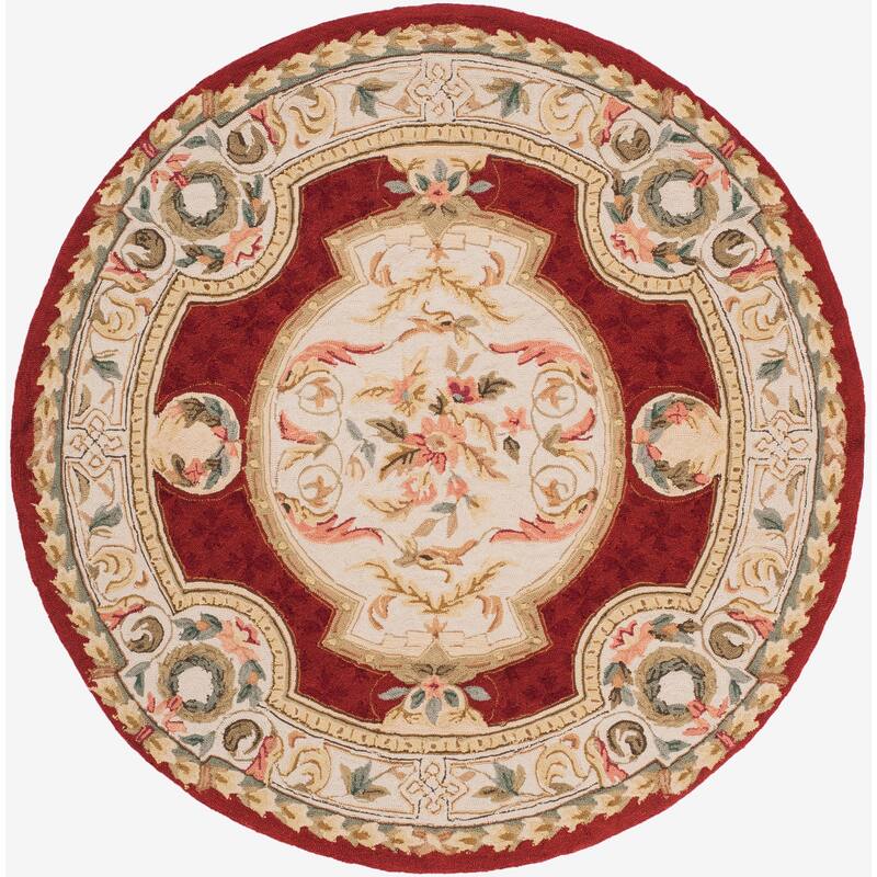 SAFAVIEH Handmade Easy Care Stefanie Oriental Rug - 8' Round - Ivory/Red - Round