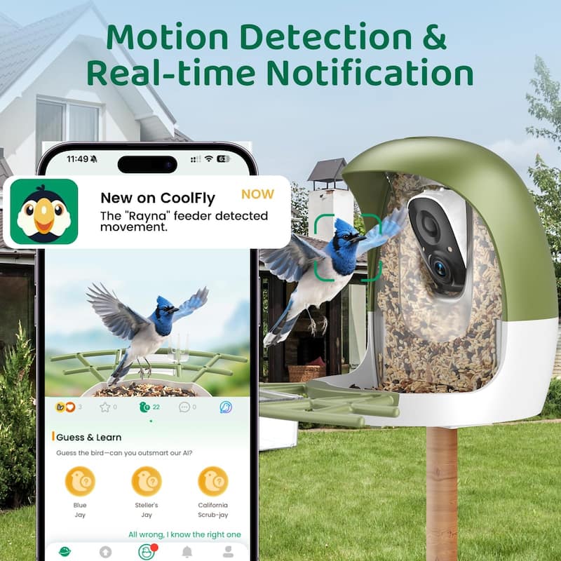 Smart Bird Feeder with Camera 2K HD Live