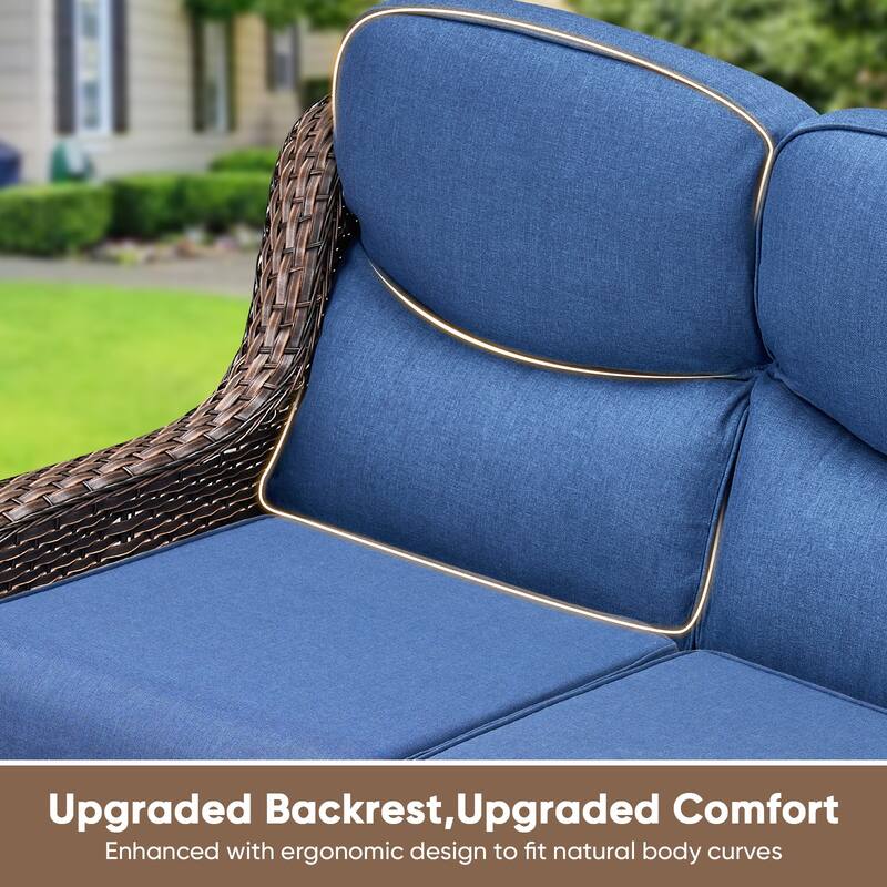 Pocassy Outdoor Fire Pit Sofa Swivel Chairs Conversation Set