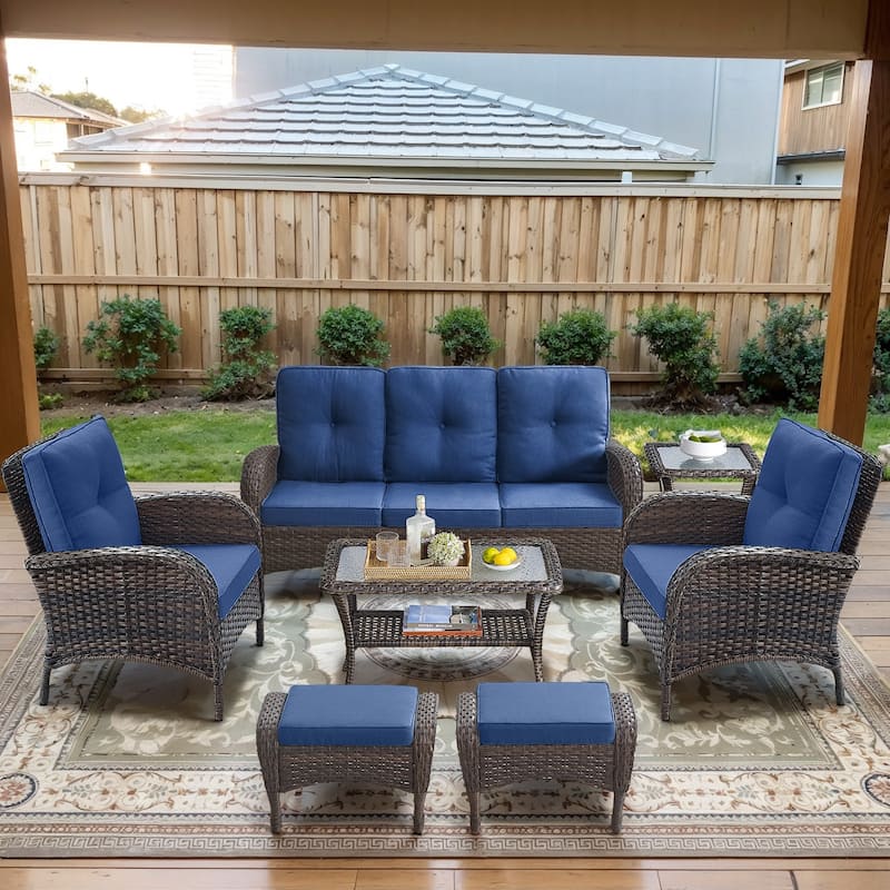 Gymojoy Outdoor Wicker Patio Furniture Sofa & Chair Set - Luxurious Comfort, Weather-Resistant