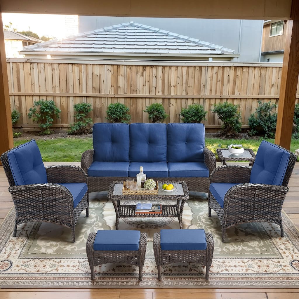 Gymojoy Outdoor Wicker Patio Furniture Sofa & Chair Set - Luxurious Comfort, Weather-Resistant