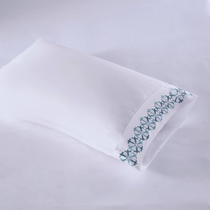 Madison Park Embroidered Microfiber 4 PC Sheet Set
