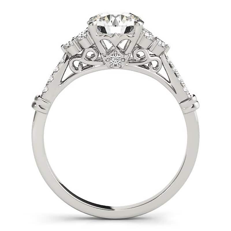 Auriya Vintage 2ct Round Moissanite and 1/5ctw Diamond Engagement Ring 14K Gold