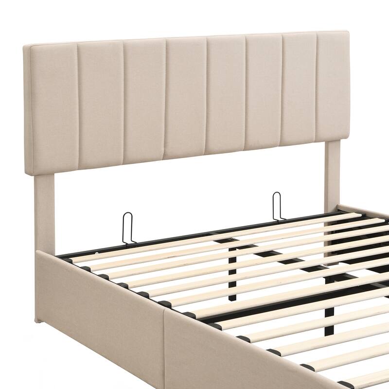 Queen size Upholstered Platform bed with a Hydraulic Storage System